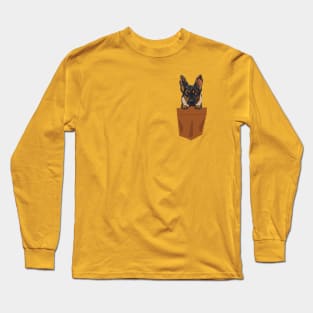 Dog In Pocket Funny Puppy For Dog Lovers Long Sleeve T-Shirt